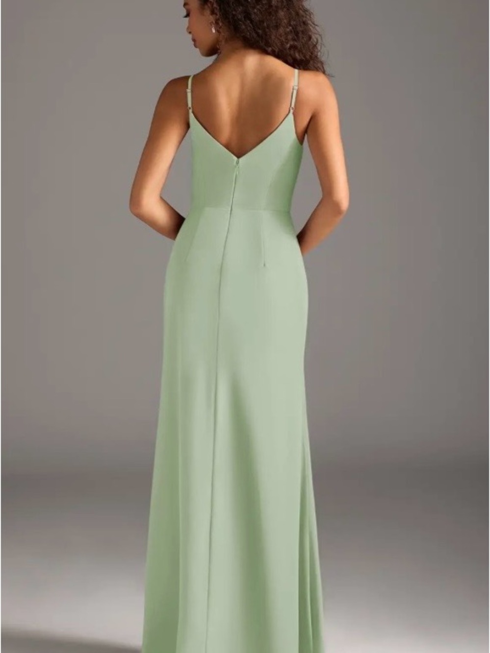 Azazie Dusty Sage Green A4 sz Bridesmaid Dress - Picture 4 of 4